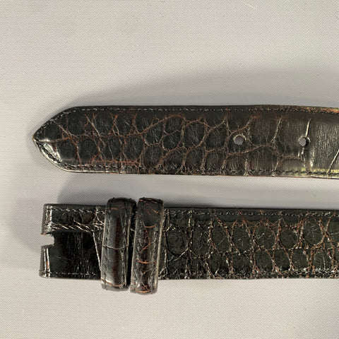 KLEINBERG SHERRILL Size 46 Black Croc Embossed Leather Belt