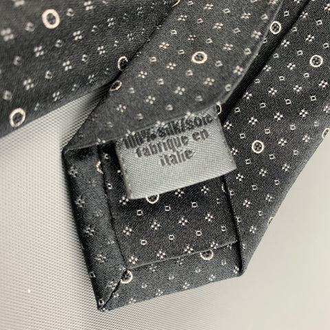 JOHN VARVATOS Black White Dots Silk Tie