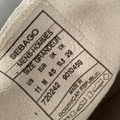 SEBAGO Size 11 Grey Cream Solid Leather Yacht Loafers
