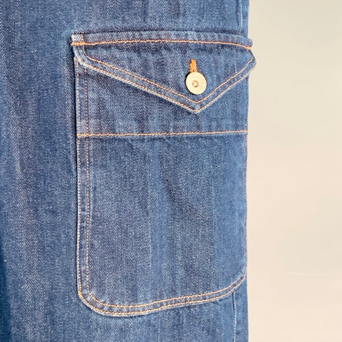 BARENA Size 34 Indigo Twill Cotton Tapered Cargo Jeans