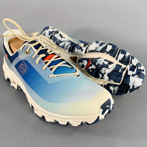 ON RUNNING x LOEWE Size 11 Blue Cream Ombre Coated Canvas Sneakers