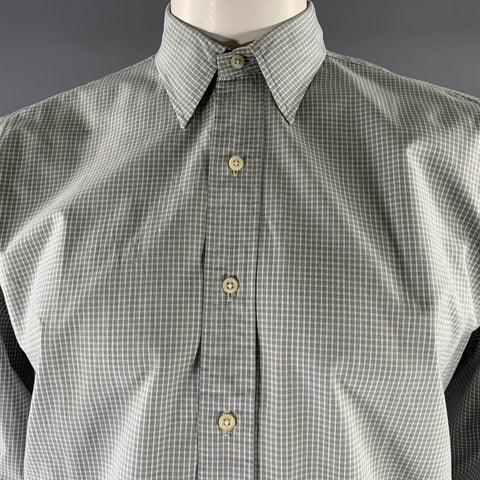 RRL by RALPH LAUREN Size L White Green Grey Plaid Cotton Long Sleeve Shirt