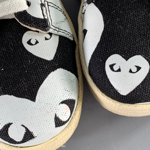 CONVERSE COMME des GARCONS PLAY Sz 10 Black White Hearts Canvas High Top Sneaker