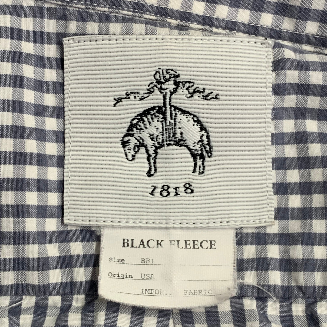 BLACK FLEECE Size S Grey White Gingham Cotton One Pocket Long Sleeve Shirt