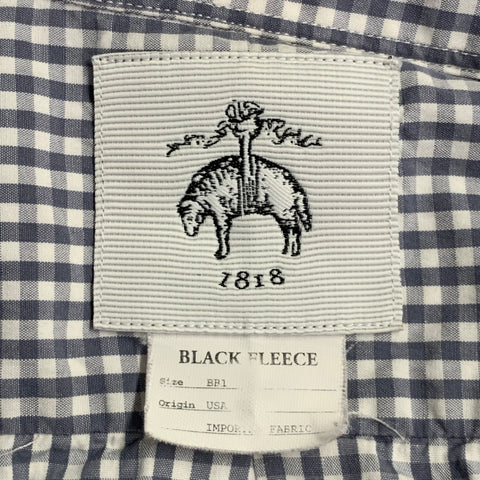 CHEMISE NOIRE EN COTON À CARREAUX GRIS ET BLANC AVEC UNE POCHE ET MANCHES LONGUES, TAILLE S