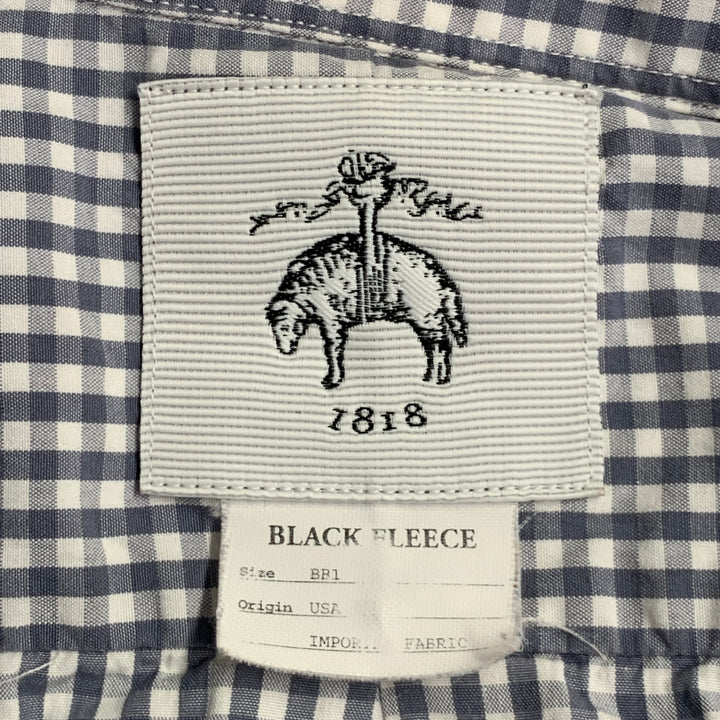 BLACK FLEECE Size S Grey White Gingham Cotton One Pocket Long Sleeve Shirt