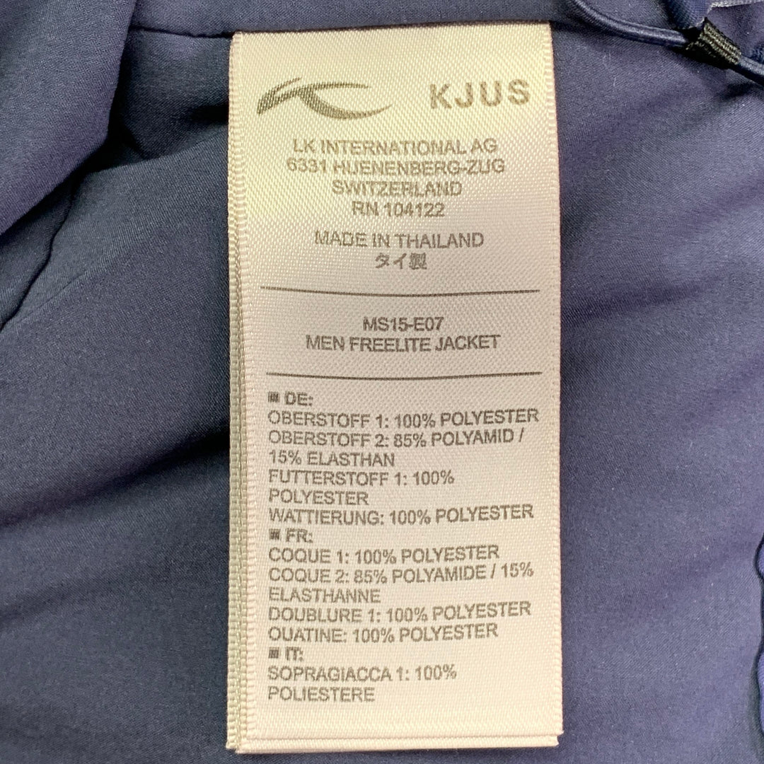 KJUS Size M Freelite Navy Chevron Polyester Hooded Ski Jacket