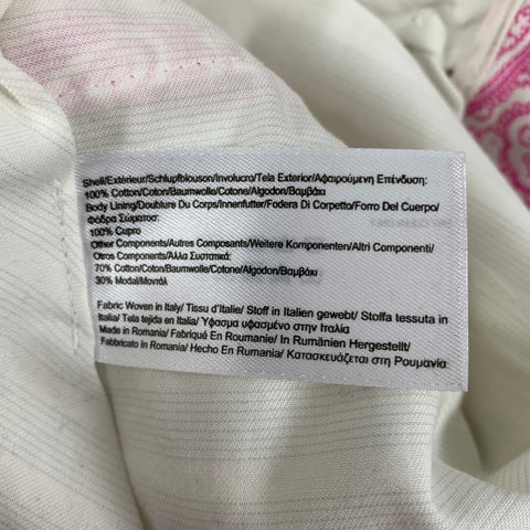 BLACK FLEECE Talla 28 Pantalones cortos con bragueta de algodón con estampado de cachemira y blanco rosa