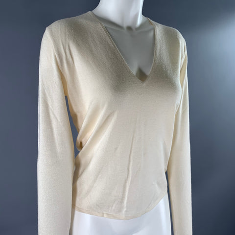 RALPH LAUREN Size L Cream Silk Cashmere Pullover