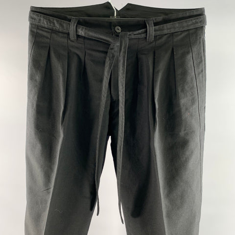 VISVIM Size L Black Wool Linen Waist Tie Pants