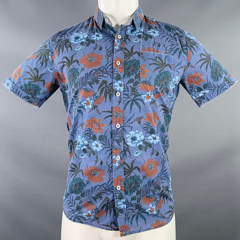 DESCENDANT OF THIEVES Size M Purple Multi Color Floral Cotton Short Sleeve Shirt