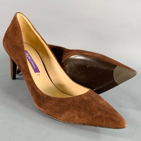 RALPH LAUREN COLLECTION Size 6.5 Brown Suede Pointed Toe Classic Pumps