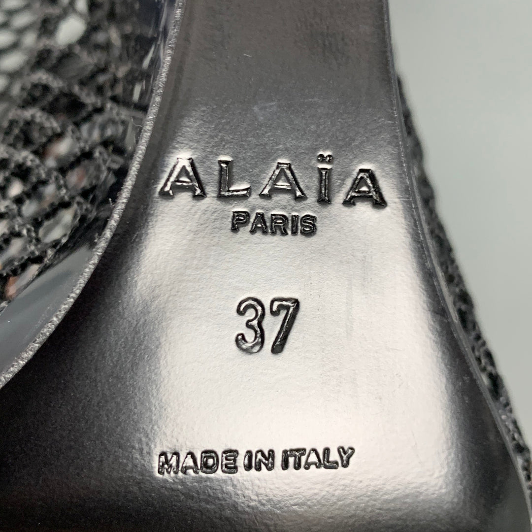 ALAIA Size 7 Black Clear Wedge Boots