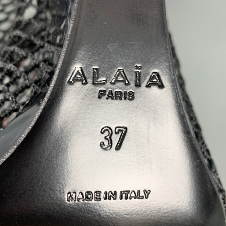 ALAIA Size 7 Black Clear Wedge Boots