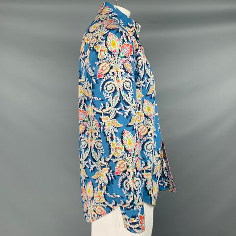 ROBERT GRAHAM Size L Blue Multi Color Print Cotton Button Up Long Sleeve Shirt