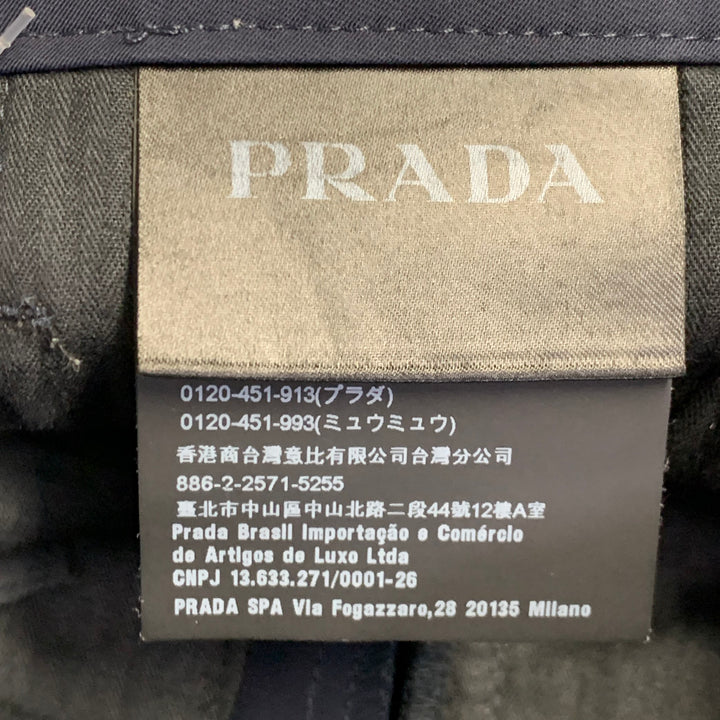 PRADA Size 34 Navy Polyester Twill Flat Front Zip Fly Casual Pants