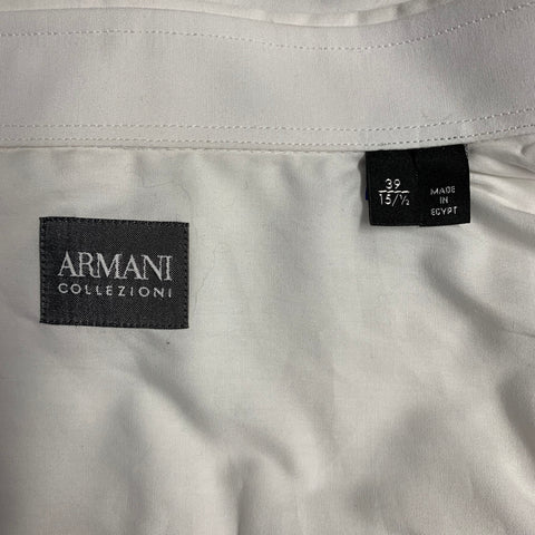 ARMANI COLLEZIONI Size 39 White Cotton Button Up Long Sleeve Shirt