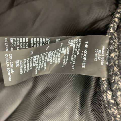THE KOOPLES Size XL Grey Black Plaid Wool Blend Coat