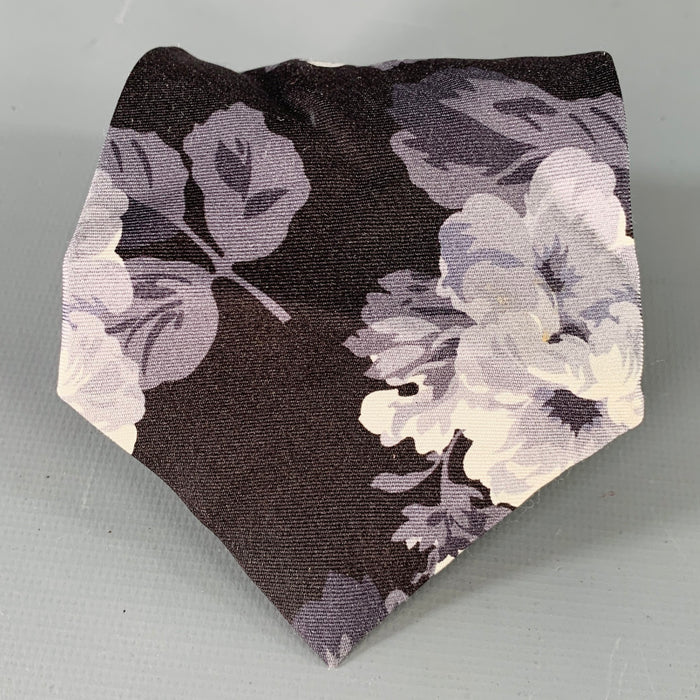 PAUL SMITH Grey Charcoal Floral Silk Tie