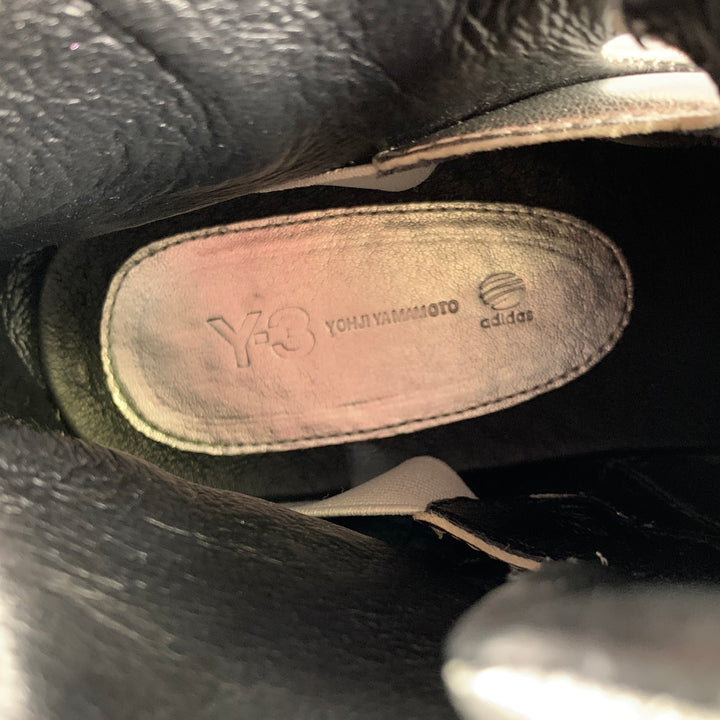 Y-3 Size 10.5 Silver Shimmery Leather High Top Sneakers