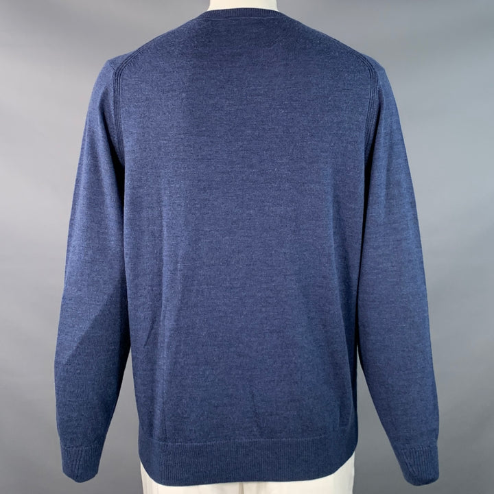 RODD & GUNN Size XL Blue Heather Knit Merino Wool Long Sleeve V-Neck Sweater