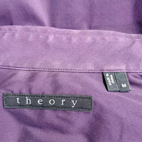 THEORY Size M Sylvain Purple Cotton Blend Pointed Collar Long Sleeve Shirt