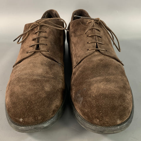 ERMENEGILDO ZEGNA Size 9.5 Brown Solid Suede Derby Lace Up Shoes