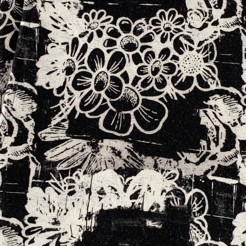 COMME des GARCONS HOMME PLUS 2021 Size M Black White Abstract Floral Cotton Zip Fly Dress Pants