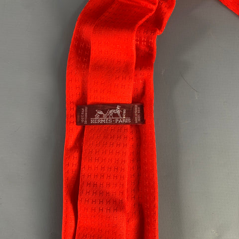HERMES Red Monogram Silk Tie