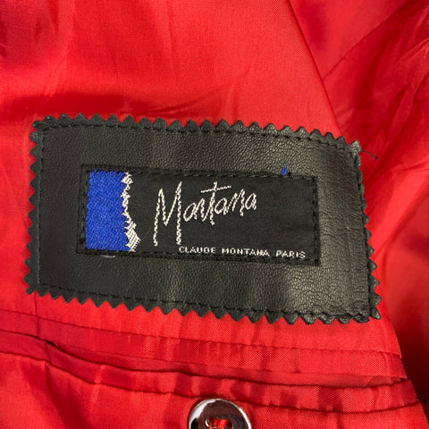 CLAUDE MONTANA Size 40 Red Black Virgin Wool Peak Lapel Sport Coat