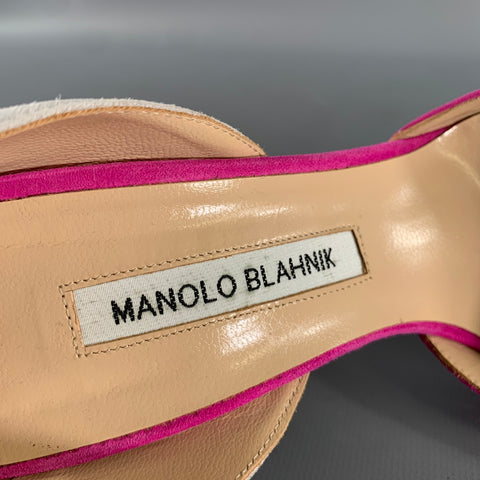 MANOLO BLAHNIK Size 9.5 Pink Grey Suede Two Tone Suede Pointed Toe Pumps