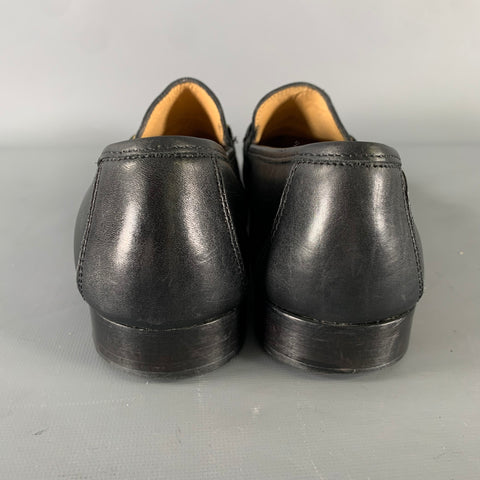 BRUNO MAGLI Size 10 Black Gold Leather Loafers