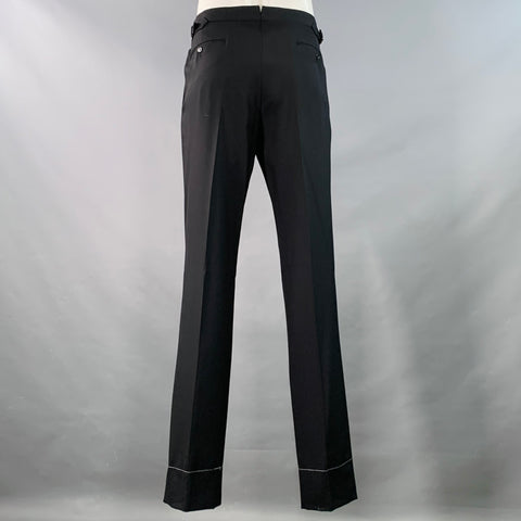 RALPH LAUREN Size 42 Long Black Wool Peak Lapel Single Button Tuxedo