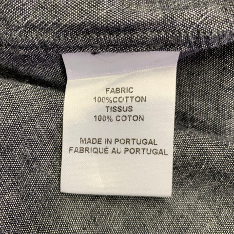 OFFICINE GENERALE Size L Grey Cotton One Pocket Long Sleeve Shirt