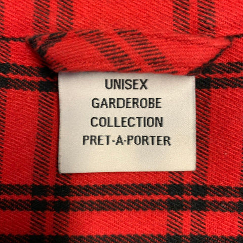 VETEMENTS Size XS -My Name Is- Red Black Plaid Cotton Blend Long Sleeve Shirt