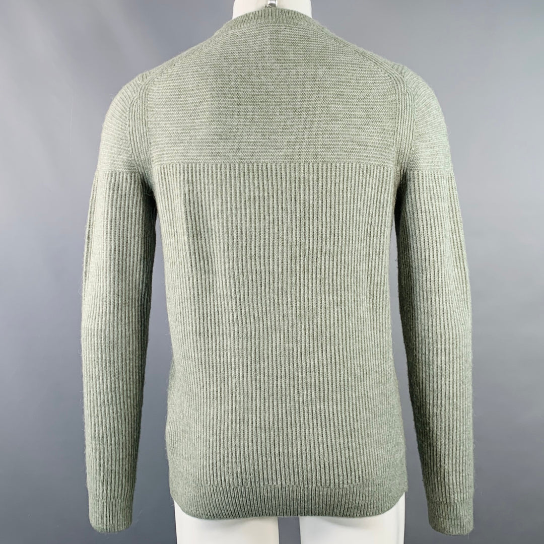 REISS Size S Marcus Green Heather Knit Polyamide Blend Crew Neck Sweater