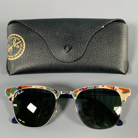 RAY-BAN -Clubmaster Classic- Multi Color Camouflage Metal Sunglasses