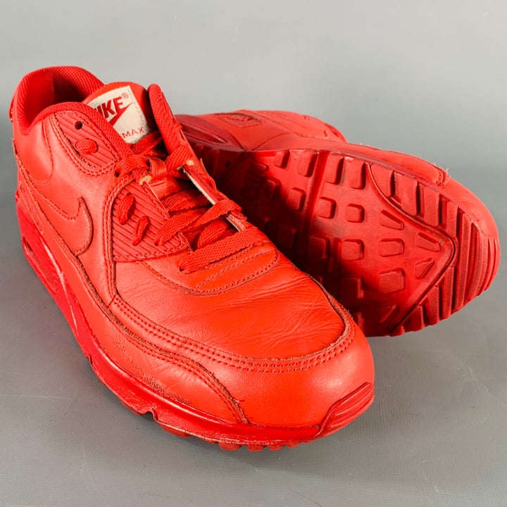 NIKE AIR MAX Size 10 Red Leather Lace-Up Sneakers