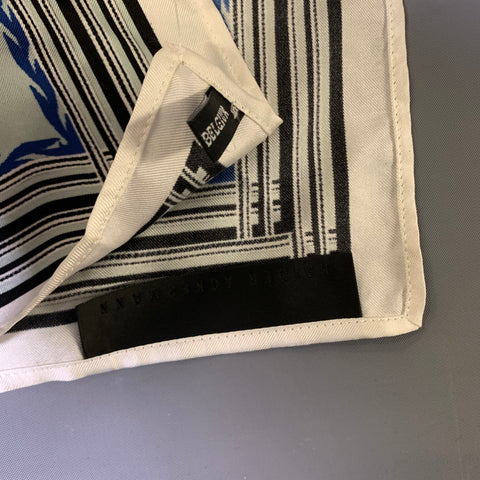 HAIDER ACKERMANN Blue Black & White Floral Silk Scarves
