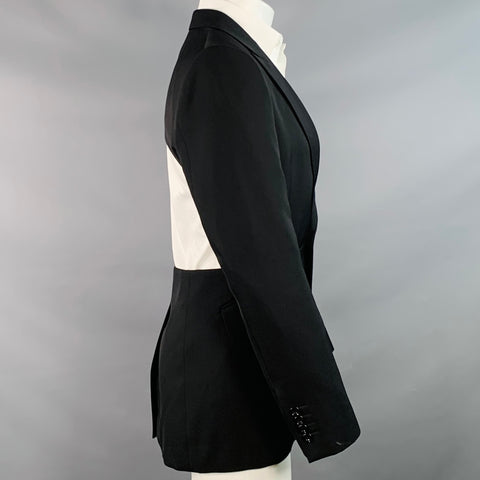 ALEXANDER MCQUEEN SS23 Size 38 Black Cut Out Wool Peak Lapel Sport Coat