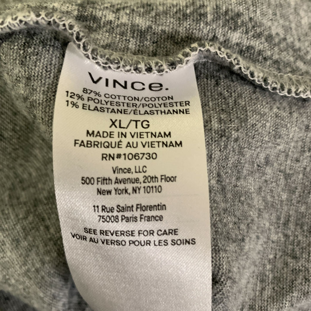 VINCE Size XL Grey Black Plaid Polyester Blend Button Up Long Sleeve Shirt