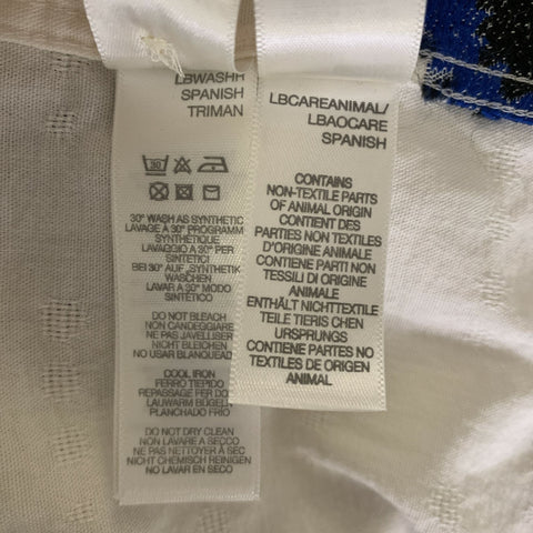PS by PAUL SMITH Size M Cream Black & Blue Embroidery Short Sleeve Shirt
