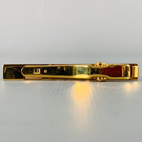 DUNHILL Gold Silver Engraved Metal Cuff Link Tie Clip Set