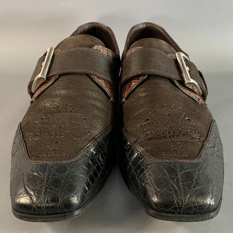 PRADA Size 8 Brown 2P 1403 Leather Monk Strap Loafers