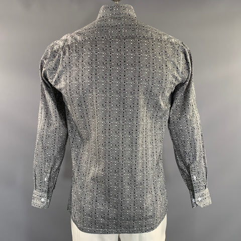 WAVE AGE Size L Black White Geometric  Button Up Long Sleeve Shirt