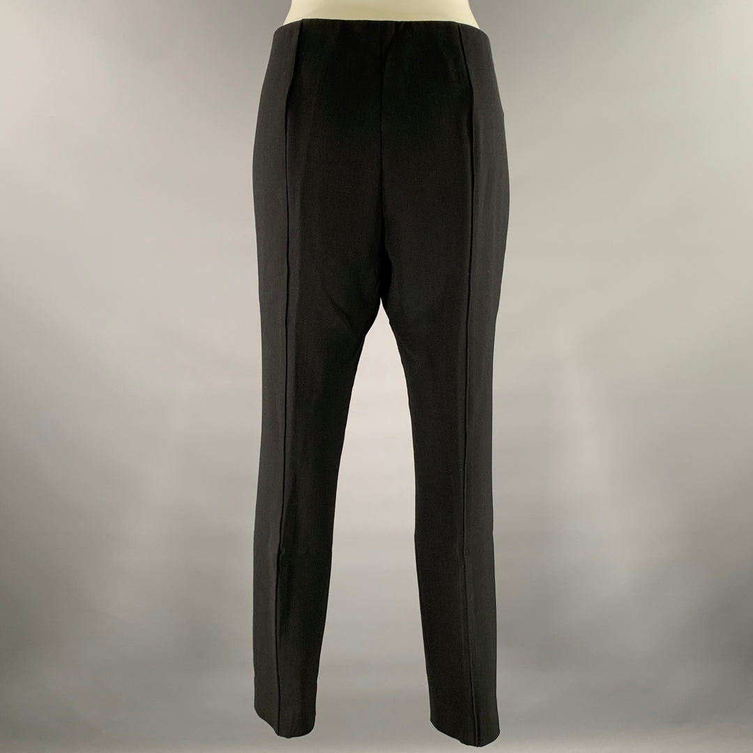 THE ROW Size 12 Black Wool Elastane Side Zipper Casual Pants