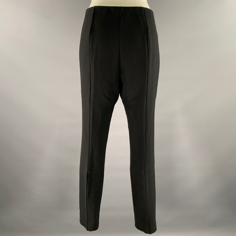THE ROW Size 12 Black Wool Elastane Side Zipper Casual Pants
