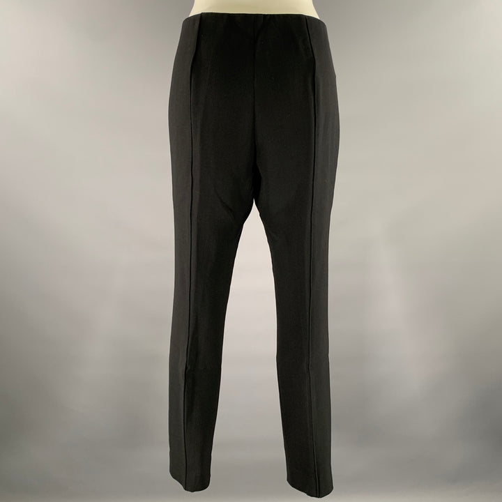 THE ROW Size 12 Black Wool Elastane Side Zipper Casual Pants