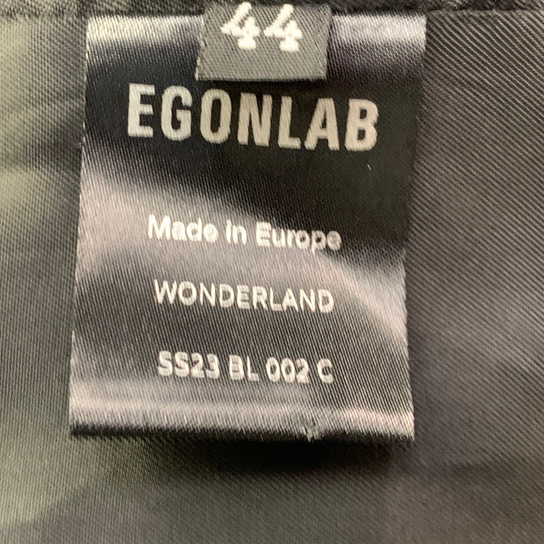 EGONLAB Size 34 Green Wool Asymmetrical Double Breasted Tailored Fit Notch Lapel Suit