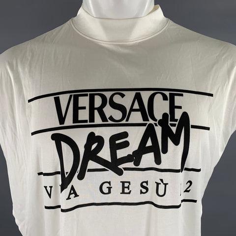 VERSACE Dream Size M White Print Muscle Tank T-shirt